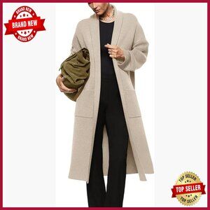 Oversized Long Sleeve Maxi Cardigan Sweater Coat with Pockets